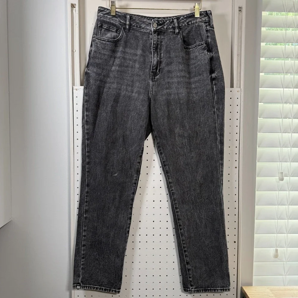 Pacsun Mom Jeans Women's Black Wash Gray‎ Denim Pockets High Rise Slim Fit - 30